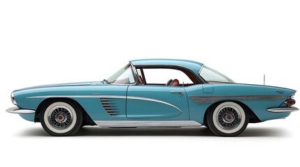 Vintage Old Car from the 1960s, on White Background, Wallpaper, Cover and Screen for Smartphone, PC, Laptop, 9:16 and 16:9 Format