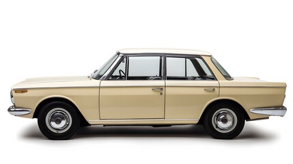 Vintage Old Car from the 1960s, on White Background, Wallpaper, Cover and Screen for Smartphone, PC, Laptop, 9:16 and 16:9 Format