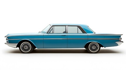 Obraz premium Vintage Old Car from the 1960s, on White Background, Wallpaper, Cover and Screen for Smartphone, PC, Laptop, 9:16 and 16:9 Format