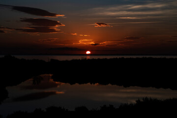 Paysage de Camargue en France autour de  l'&eacute;tang du Fangassier