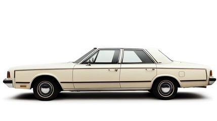 Naklejka premium Vintage Old Car from the 1980s, on White Background, Wallpaper, Cover and Screen for Smartphone, PC, Laptop, 9:16 and 16:9 Format