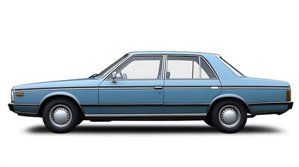 Obraz premium Vintage Old Car from the 1980s, on White Background, Wallpaper, Cover and Screen for Smartphone, PC, Laptop, 9:16 and 16:9 Format