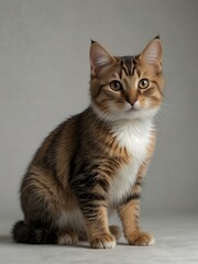 Fototapeta premium Baby Manx cat standing, isolated on a white background.