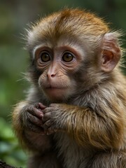 Obraz premium Baby macaque in the wild.