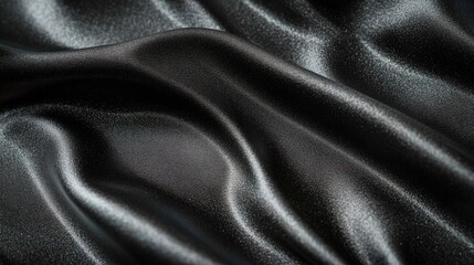 Obraz premium Soft and luxurious, the black fabric undulates gently, reflecting light in a mesmerizing dance of shadows and highlights, creating a sense of allure and sophistication