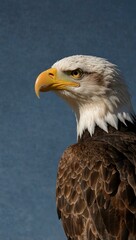 Fototapeta premium Bald eagle against a clear background.