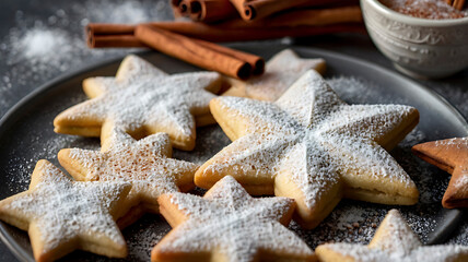 Elegant holiday star sugar cookies with a touch of cinnamon and snowy sweetness