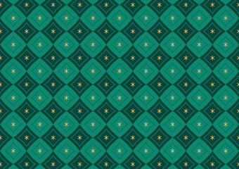 Argyle plaid Christmas pattern. Traditional Scottish ornament. Background with lozenge diamonds and octagonal stars. Fabric texture.