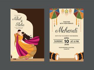 hindu wedding card design for marriage ceremony invitations haldi and mehndi