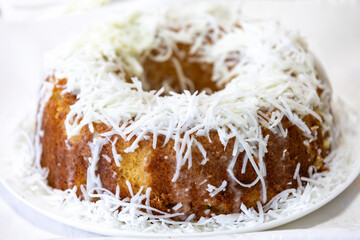 Traditional rustic fluffy coconut cake