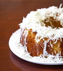 Traditional rustic fluffy coconut cake