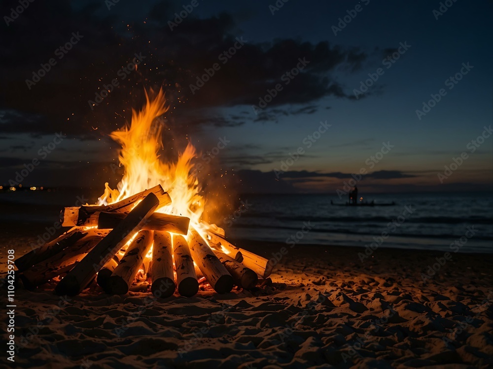 Wall mural Beach bonfires.