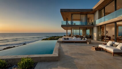 Fototapeta premium Beachfront residence with private views of the Pacific in Malibu.