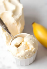 vanilla ice cream with spoon