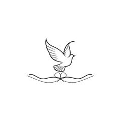 Beautiful bird flying Silhouette vector illustration, Silhouette of single simple flying Bird side view front view, Sketch of Bird Outline Design