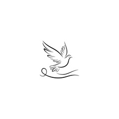 Beautiful bird flying Silhouette vector illustration, Silhouette of single simple flying Bird side view front view, Sketch of Bird Outline Design