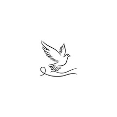 Beautiful bird flying Silhouette vector illustration, Silhouette of single simple flying Bird side view front view, Sketch of Bird Outline Design