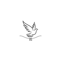 Beautiful bird flying Silhouette vector illustration, Silhouette of single simple flying Bird side view front view, Sketch of Bird Outline Design