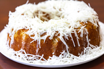 Traditional rustic fluffy coconut cake