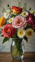 Obraz premium Beautiful bouquet of assorted flowers in a vase.