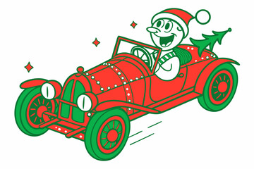 Funny Christmas Blizzard Beamer: Holiday Car Comedy in White