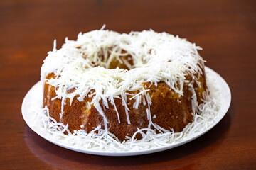 Traditional rustic fluffy coconut cake