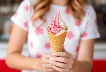 woman holding ice cream