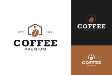 House with coffee bean logo design template vector illustration