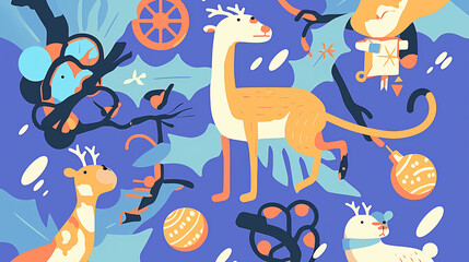 Naklejka premium pattern with animals