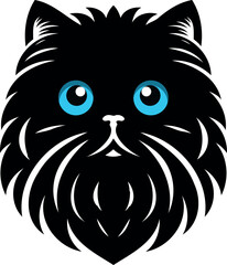 The elegance Persian cat face logo silhouette on white background.