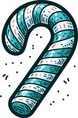 Festive red and white candy cane on white background, perfect for holiday season, Christmas decorations, and celebrations. isolated on transparent background