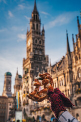 Pretzel in front of Marienplatz