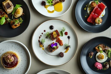 Tasty dishes in michelin star restaurant