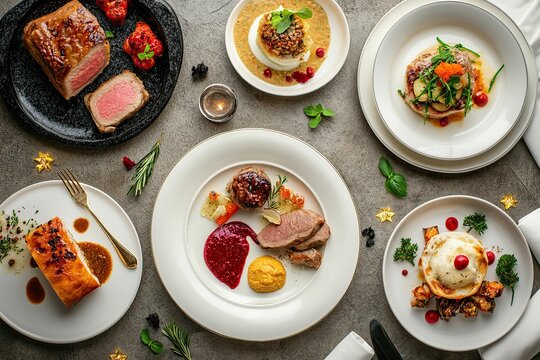 Tasty dishes in michelin star restaurant