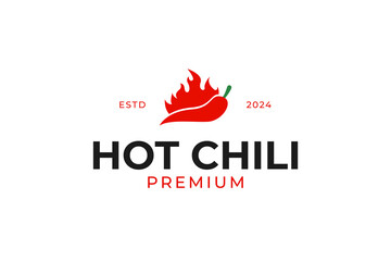 Modern chili logo with fire for food concept design vector illustration