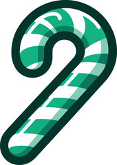 Festive red and white candy cane on white background, perfect for holiday season, Christmas decorations, and celebrations. isolated on transparent background