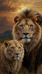 Biblical lion and lamb illustration symbolizing peace.