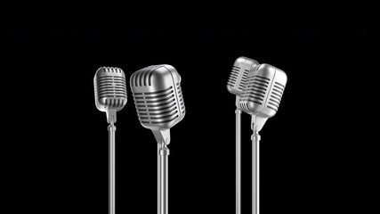 Rotating retro microphone on a background loop in the transparent alpha channel - Powered by Adobe