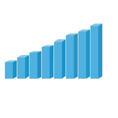 business graph 3d cubic for data, color is blue