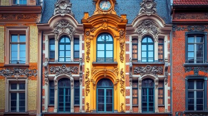 Ornate Historical Facade with Architectural Details in Cityscape