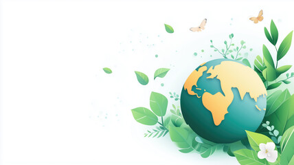 Earth day concept on white background, World environment day. Generative Ai