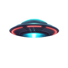 Futuristic UFO with glowing lights and details. PNG