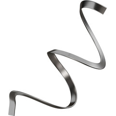 3d Chrome Rendering Spirals  ribbon shape isolated on Transparent 