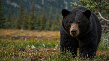 Fototapeta premium Black bear in the western U.S. wilderness.