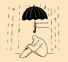 Mental health therapy concept isolated.  Hand drawn doodle vector illustration