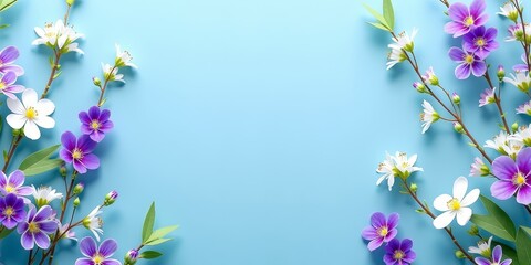 Naklejka premium Spring flowers on blue background
