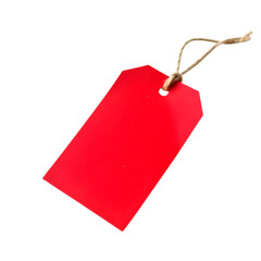 Red discount tag on transparent background representing sales, promotions, and special offers for retail and e-commerce