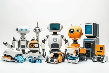 A group of diverse, friendly robots.