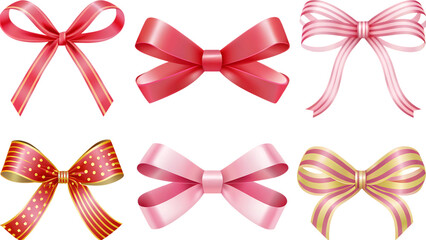 set of ribbon bows on a white background.AI GENERATED