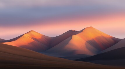 Majestic mountain range at sunset with dramatic lighting for nature posters